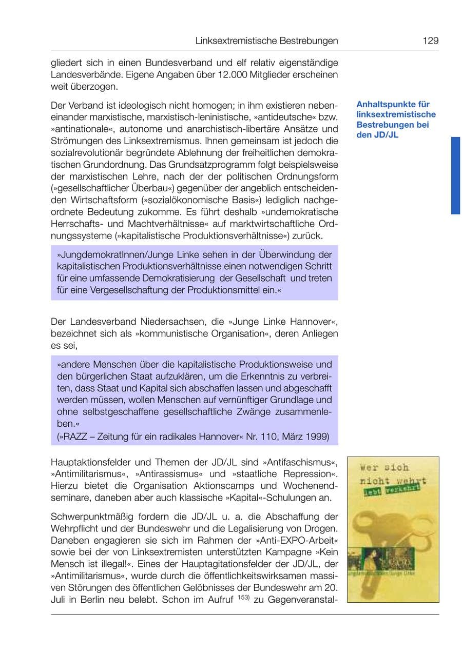 Seite 130 des Verfassungsschutzbericht 1999 Bund