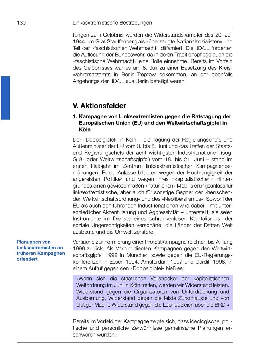 Seite 131 des Verfassungsschutzbericht 1999 Bund
