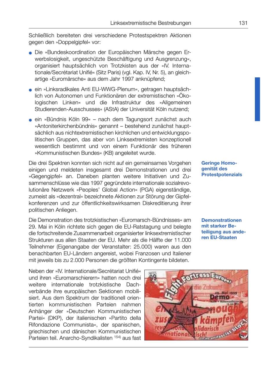Seite 132 des Verfassungsschutzbericht 1999 Bund