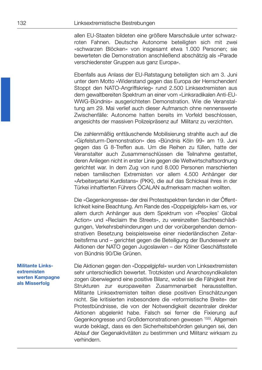 Seite 133 des Verfassungsschutzbericht 1999 Bund