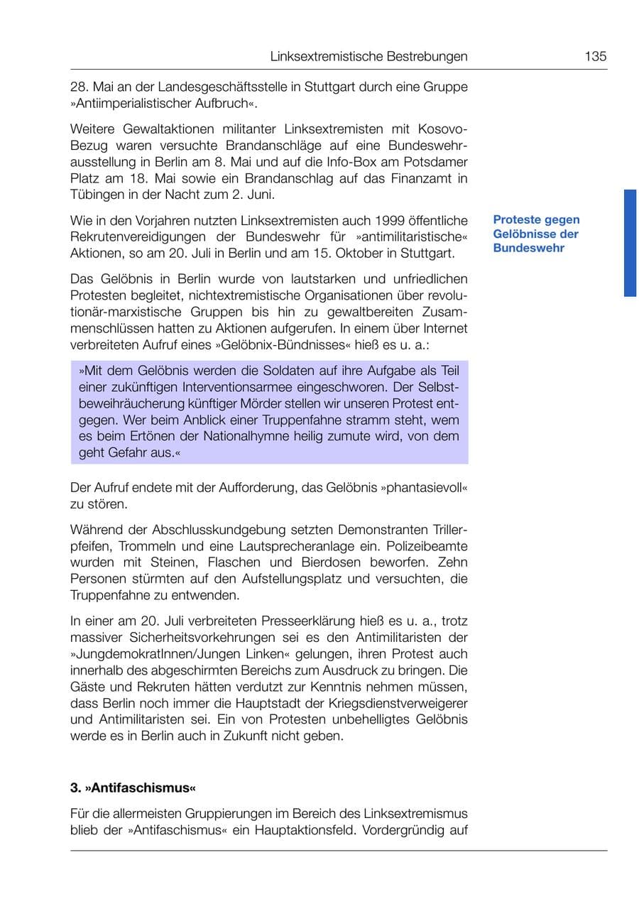 Seite 136 des Verfassungsschutzbericht 1999 Bund