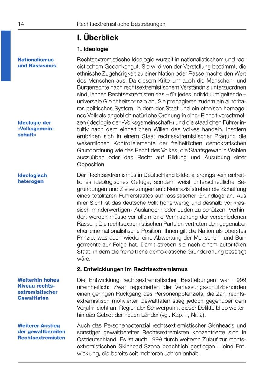Seite 15 des Verfassungsschutzbericht 1999 Bund