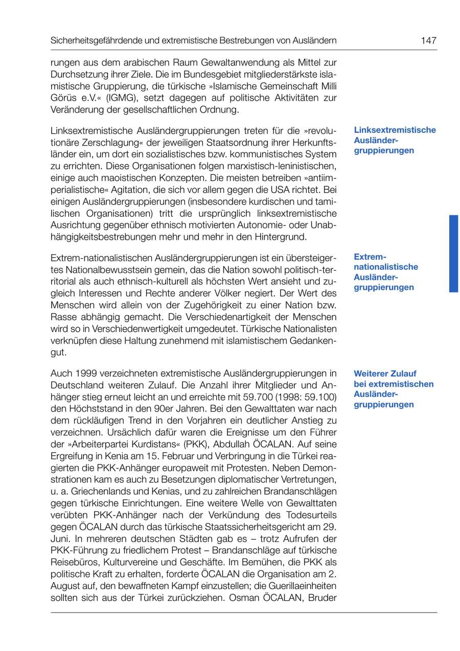 Seite 148 des Verfassungsschutzbericht 1999 Bund