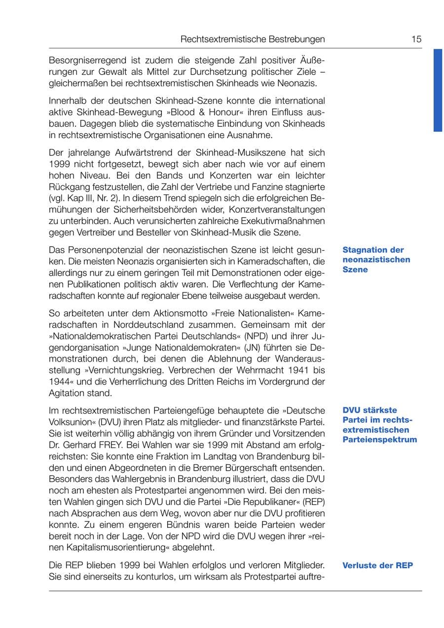 Seite 16 des Verfassungsschutzbericht 1999 Bund