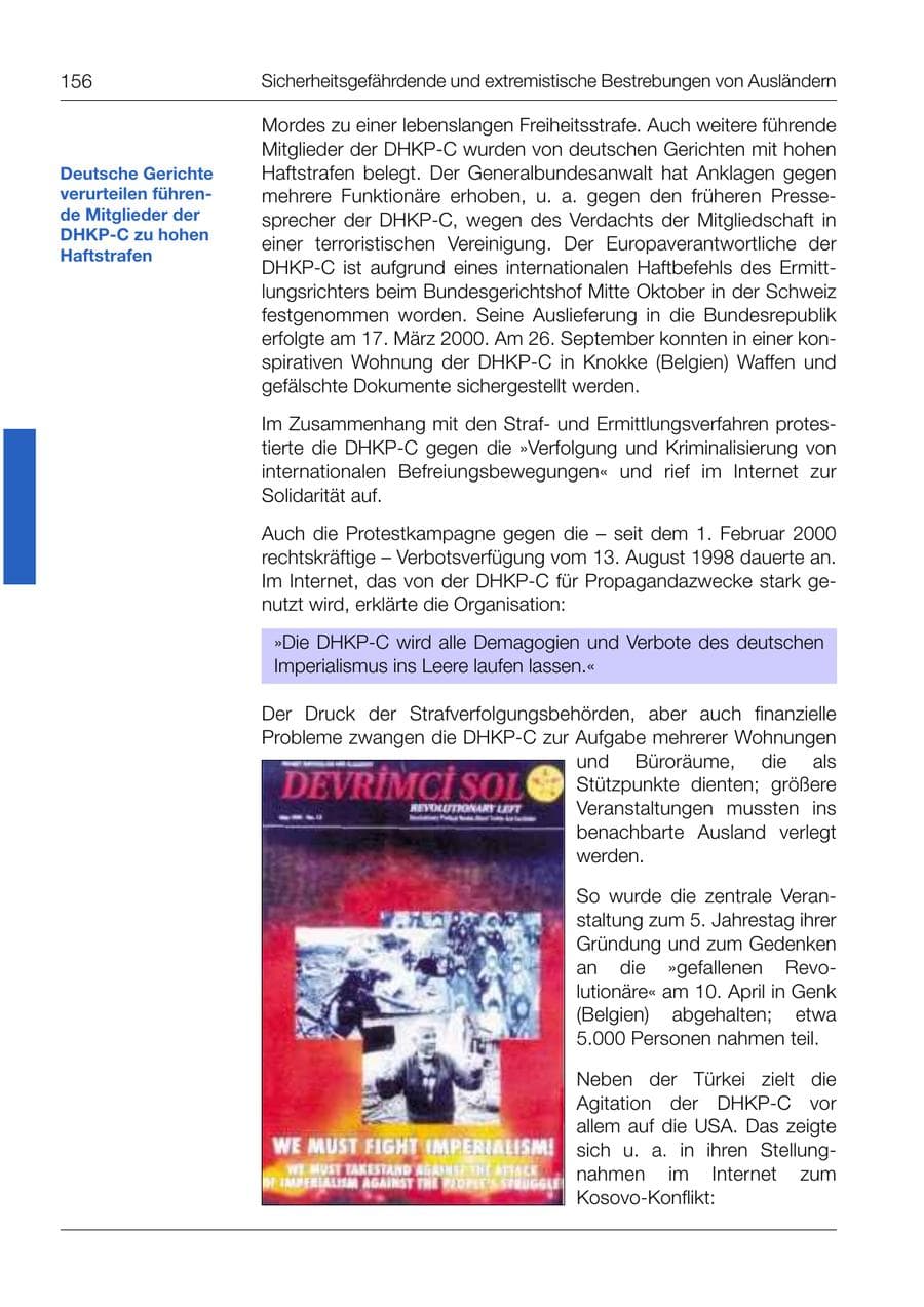 Seite 157 des Verfassungsschutzbericht 1999 Bund