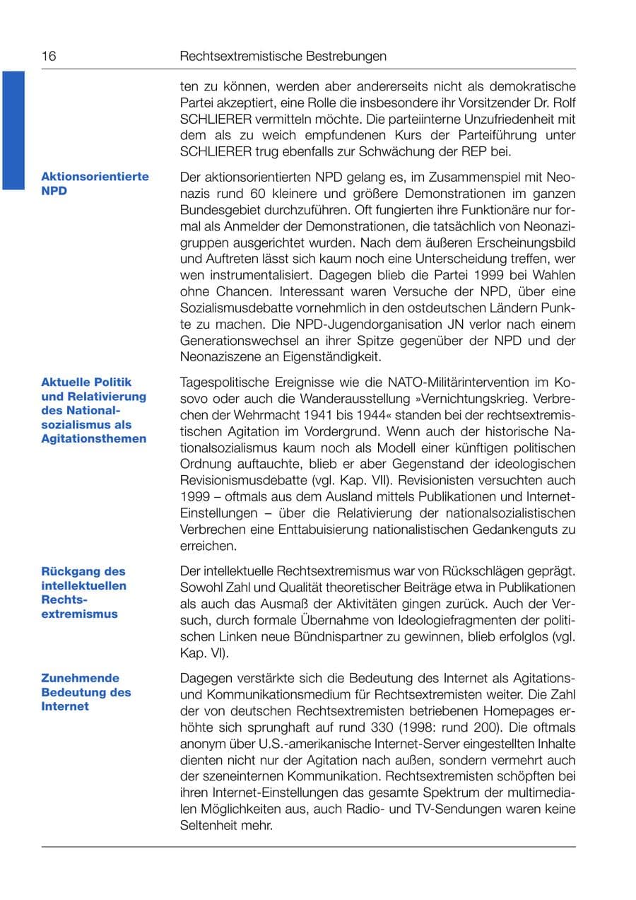 Seite 17 des Verfassungsschutzbericht 1999 Bund