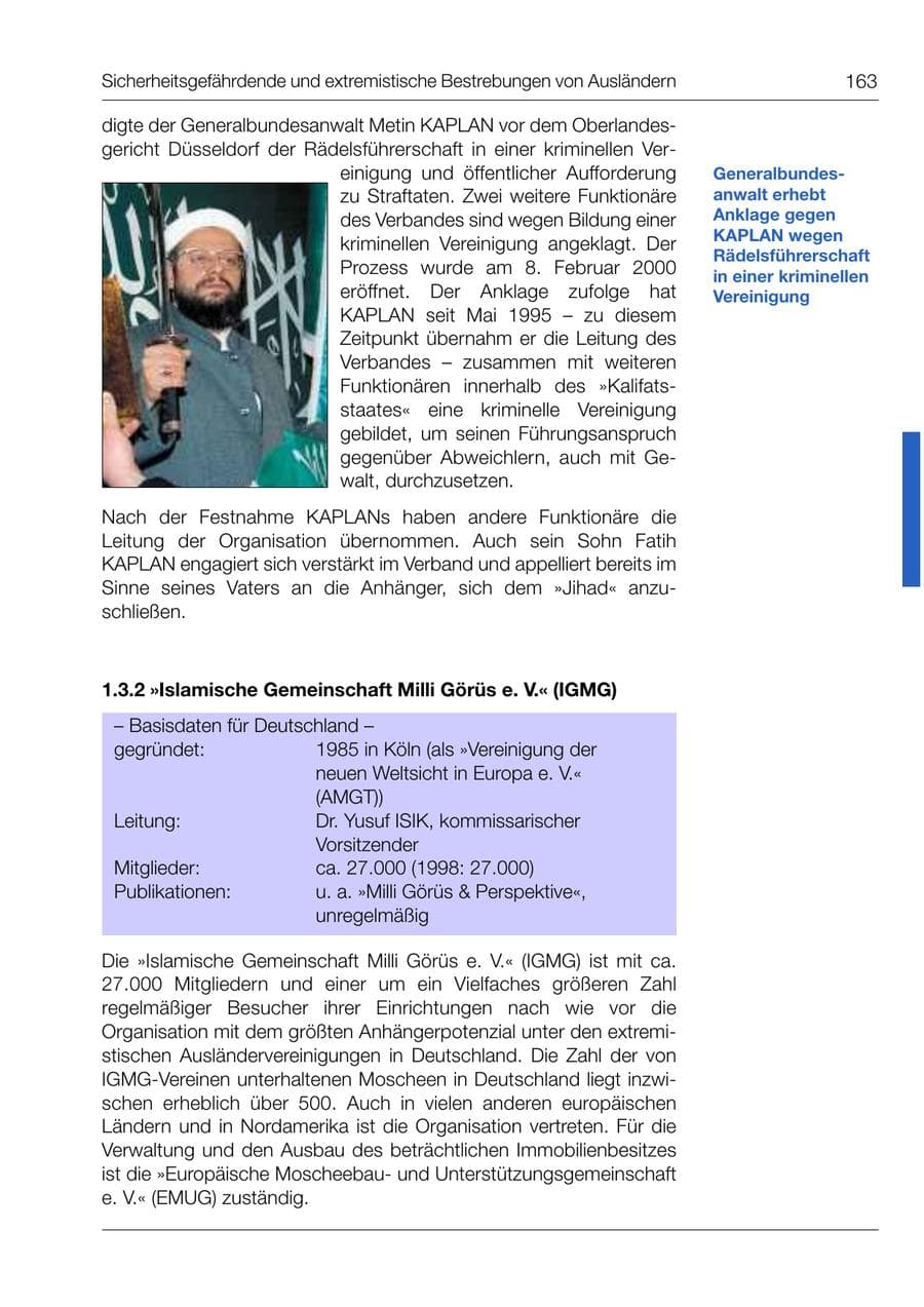 Seite 164 des Verfassungsschutzbericht 1999 Bund