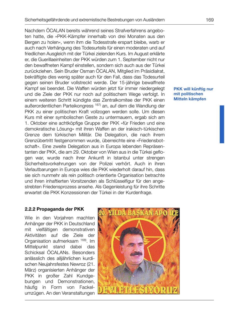 Seite 170 des Verfassungsschutzbericht 1999 Bund
