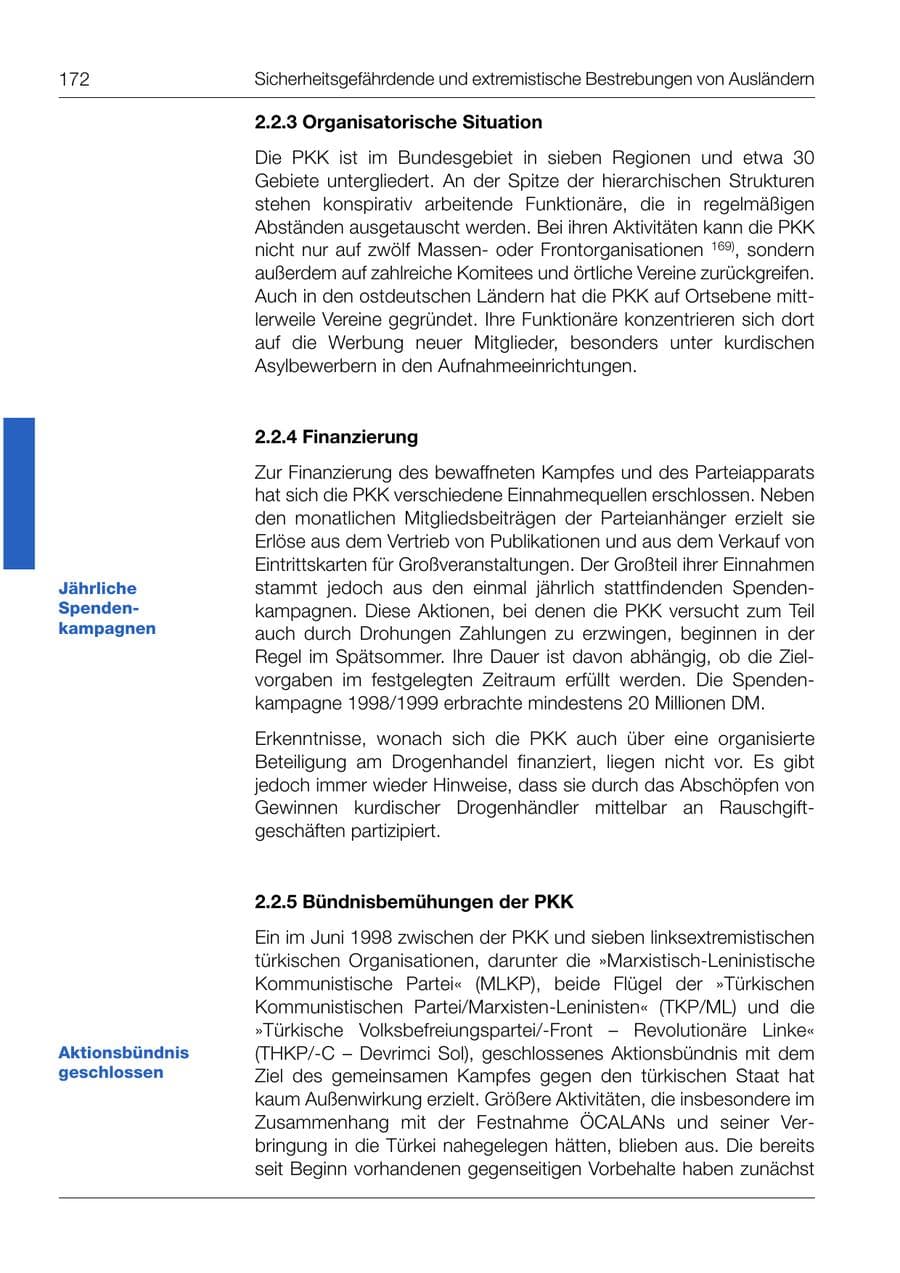 Seite 173 des Verfassungsschutzbericht 1999 Bund