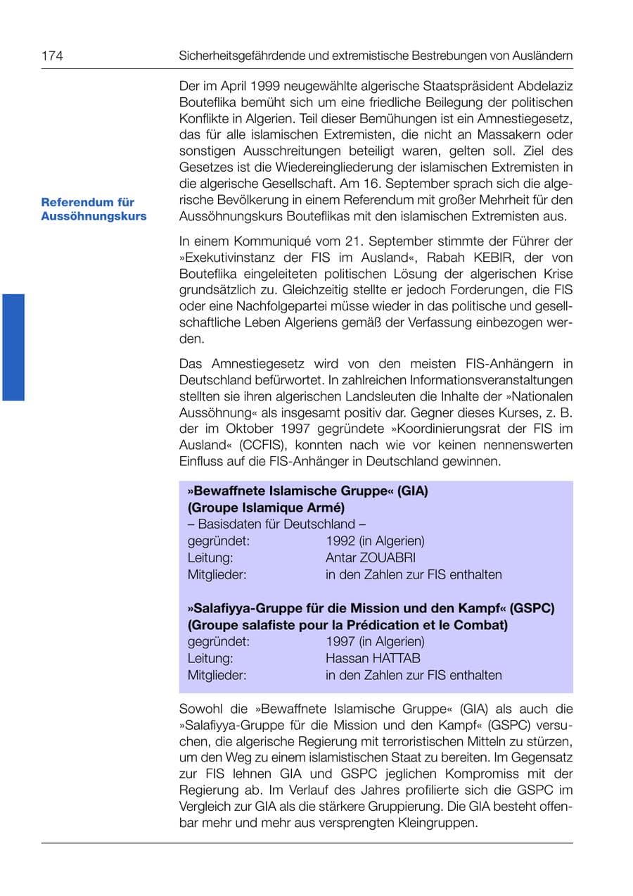 Seite 175 des Verfassungsschutzbericht 1999 Bund