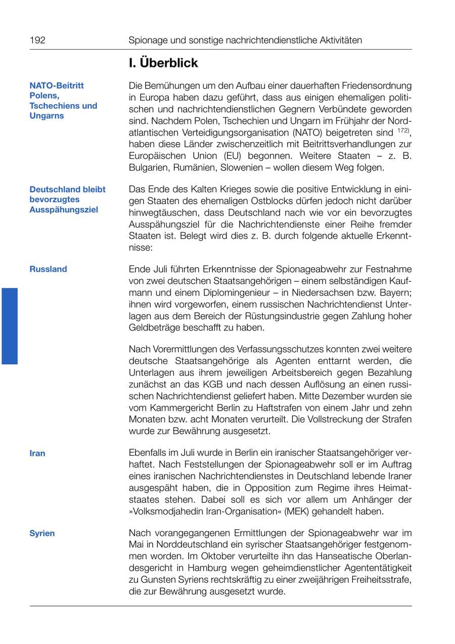 Seite 194 des Verfassungsschutzbericht 1999 Bund