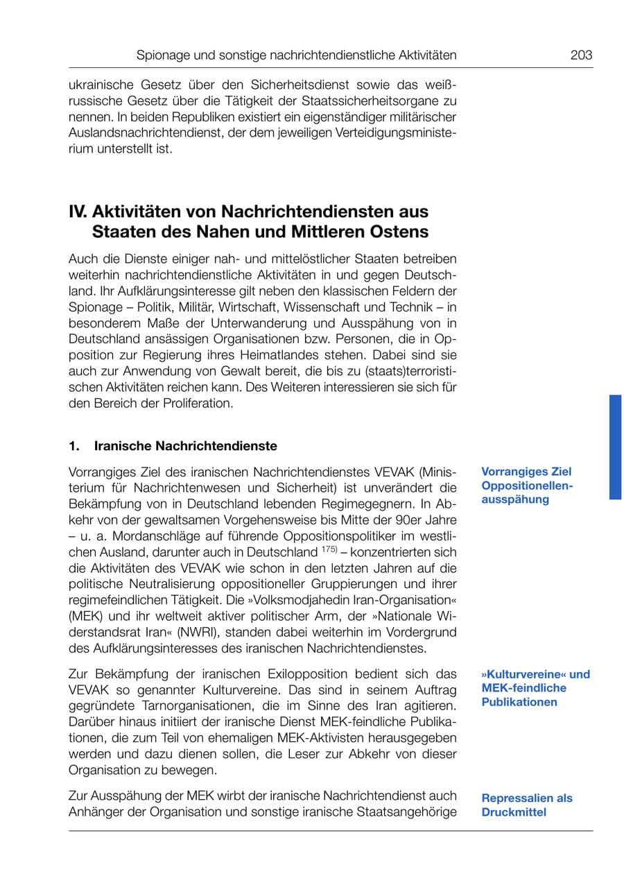 Seite 205 des Verfassungsschutzbericht 1999 Bund