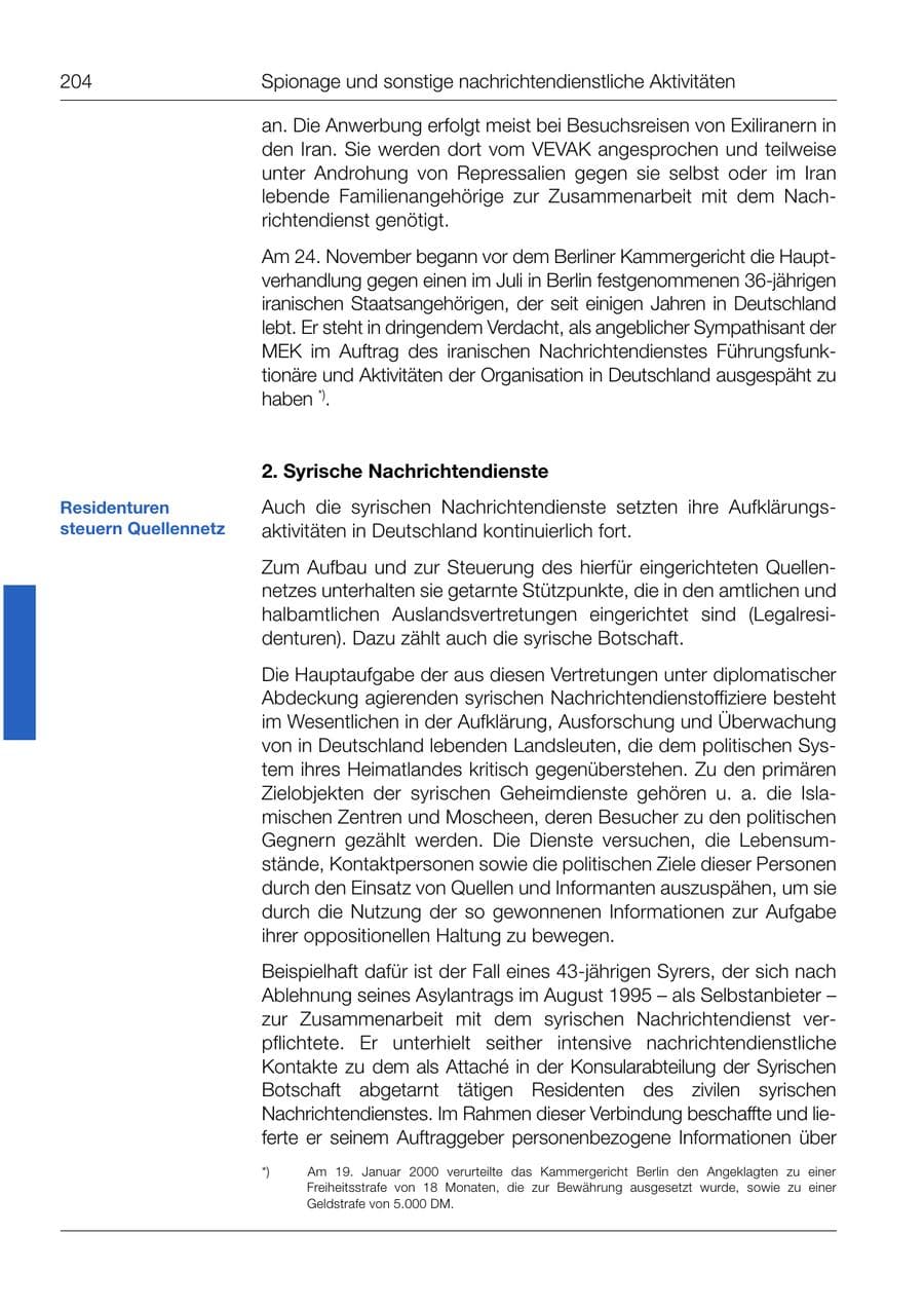 Seite 206 des Verfassungsschutzbericht 1999 Bund