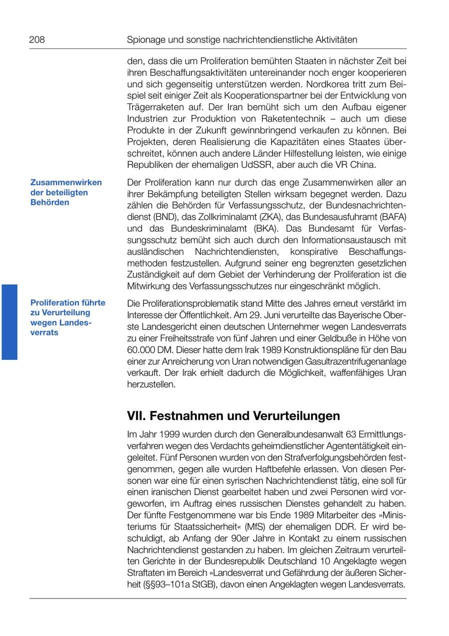 Seite 210 des Verfassungsschutzbericht 1999 Bund