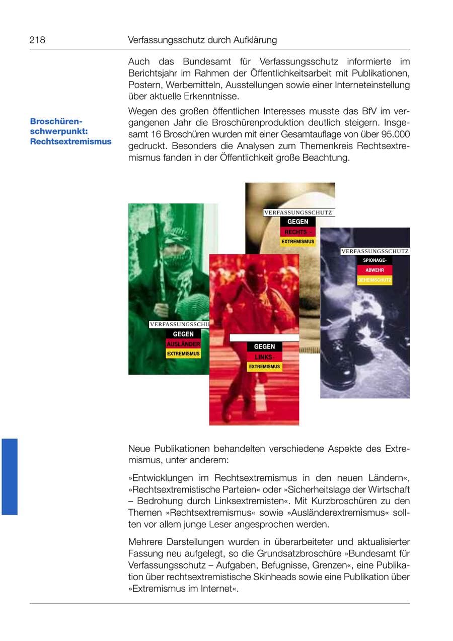 Seite 220 des Verfassungsschutzbericht 1999 Bund