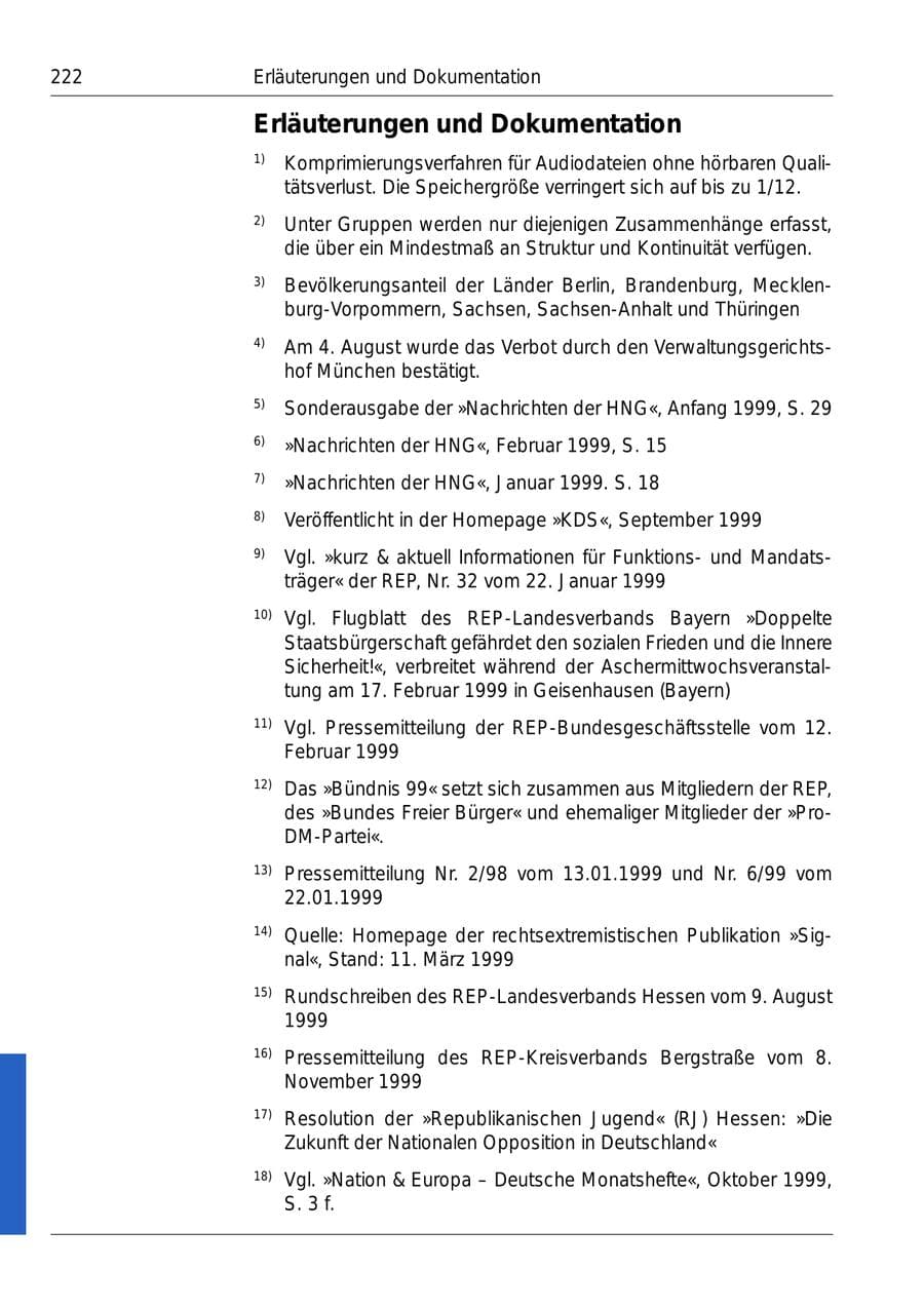 Seite 224 des Verfassungsschutzbericht 1999 Bund