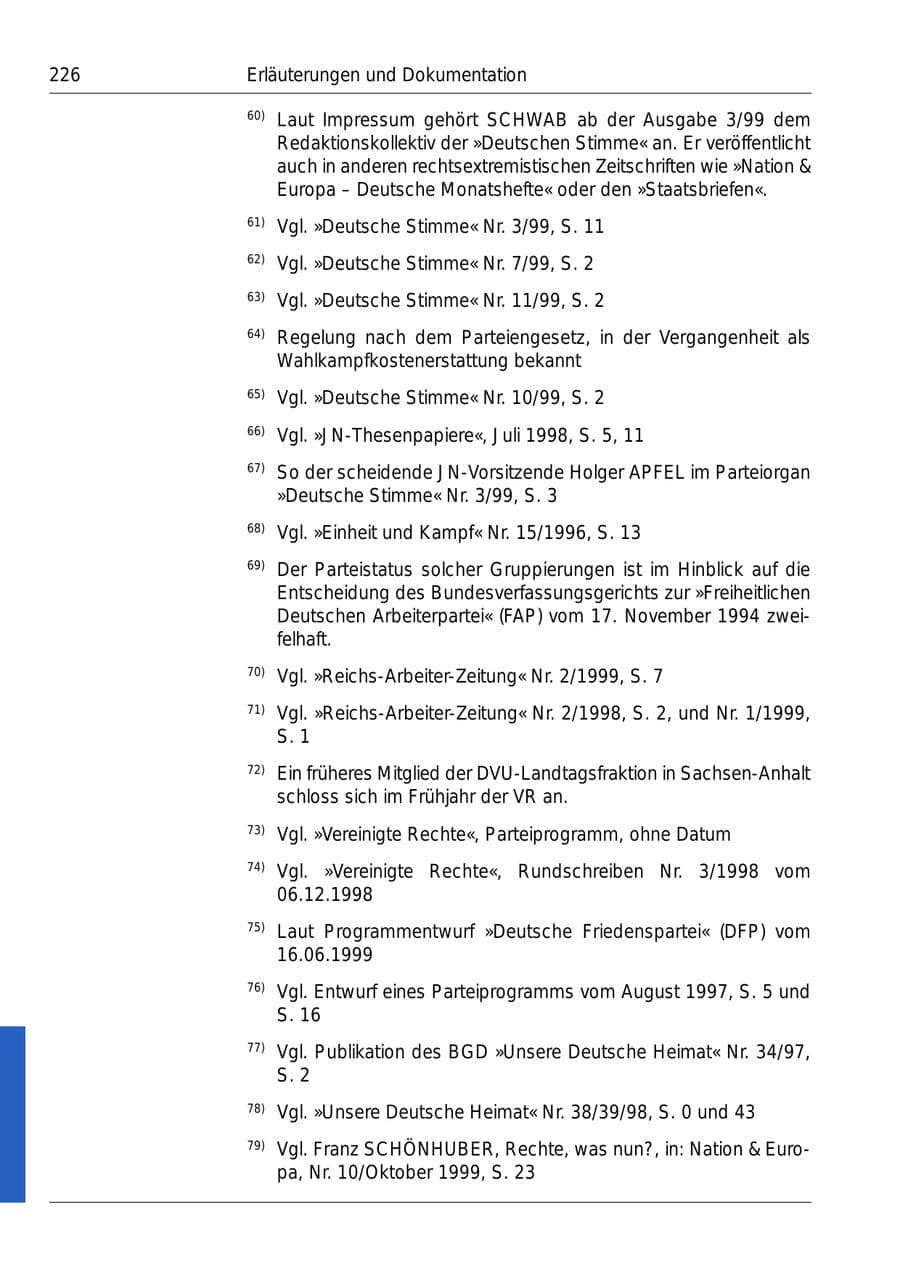 Seite 228 des Verfassungsschutzbericht 1999 Bund