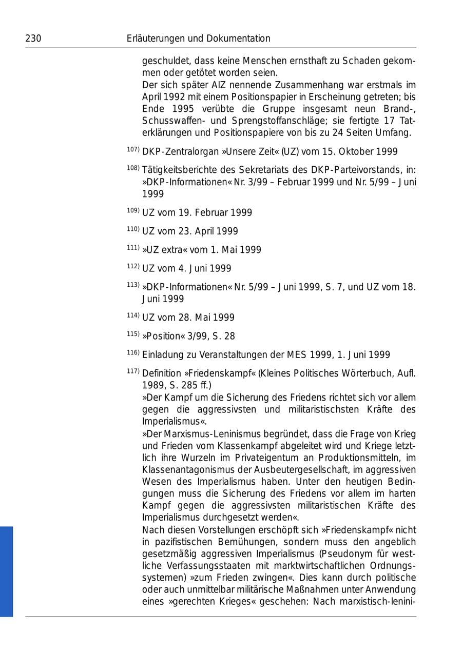 Seite 232 des Verfassungsschutzbericht 1999 Bund