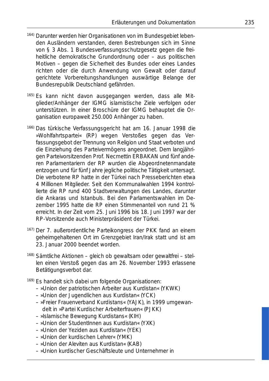 Seite 237 des Verfassungsschutzbericht 1999 Bund