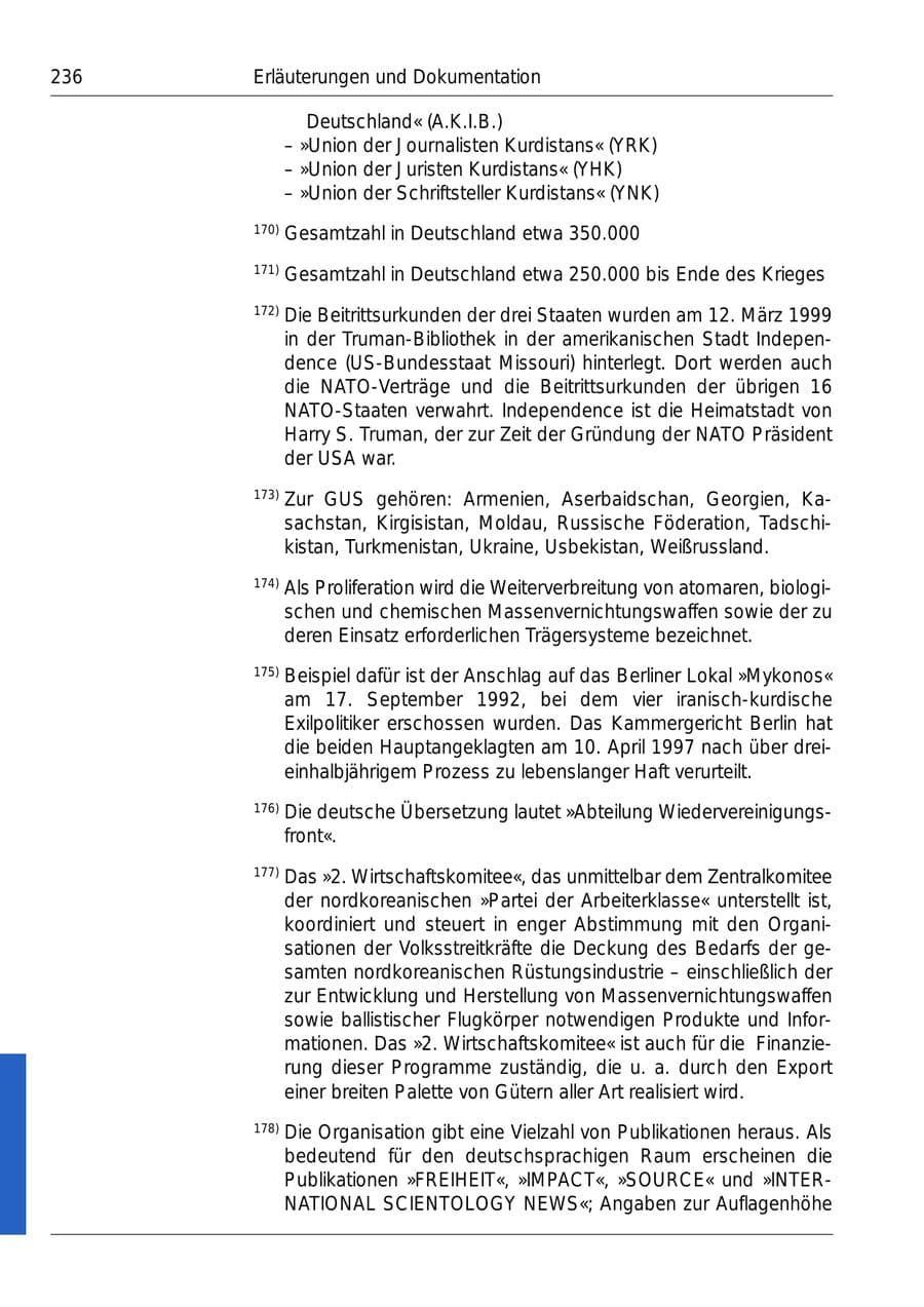 Seite 238 des Verfassungsschutzbericht 1999 Bund