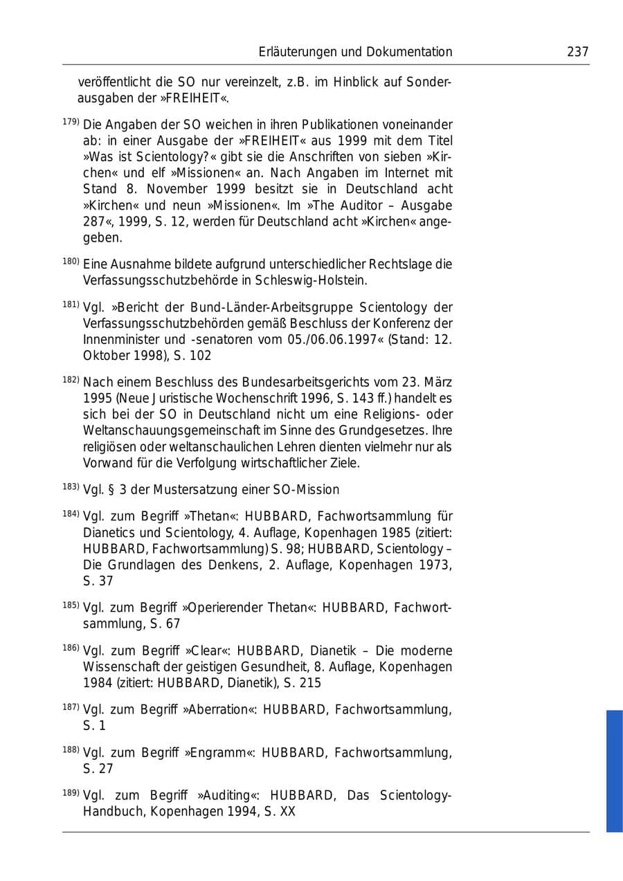 Seite 239 des Verfassungsschutzbericht 1999 Bund