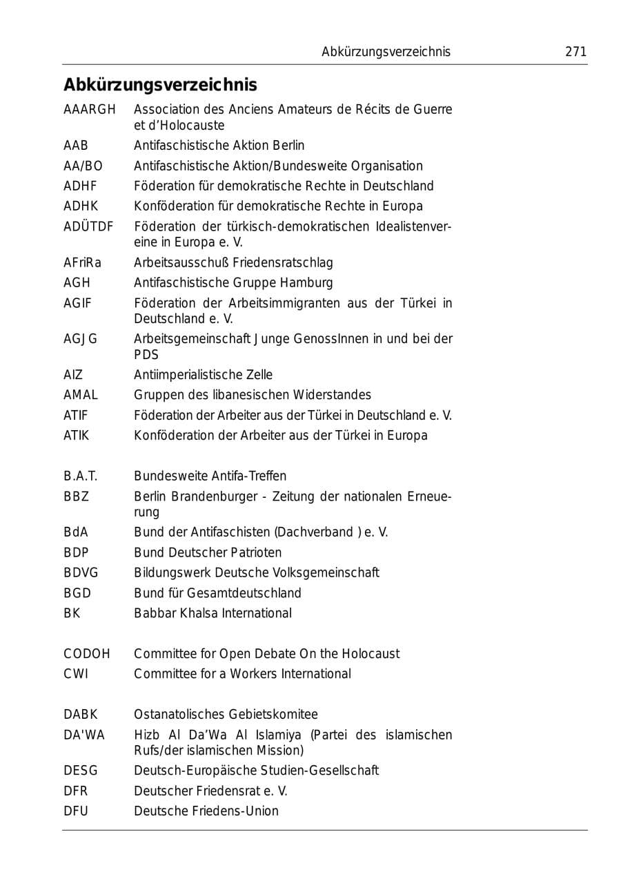 Seite 273 des Verfassungsschutzbericht 1999 Bund
