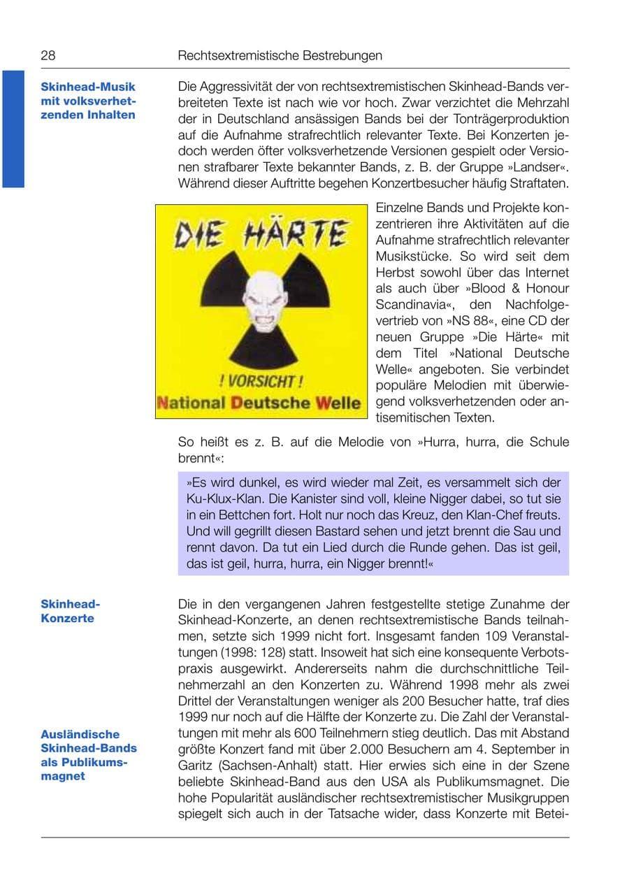 Seite 29 des Verfassungsschutzbericht 1999 Bund