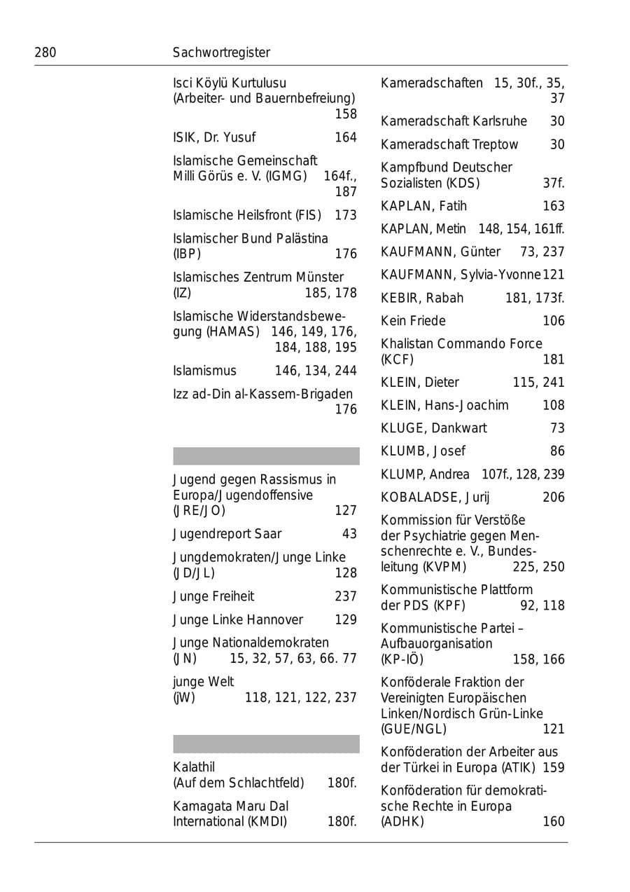 Seite 283 des Verfassungsschutzbericht 1999 Bund