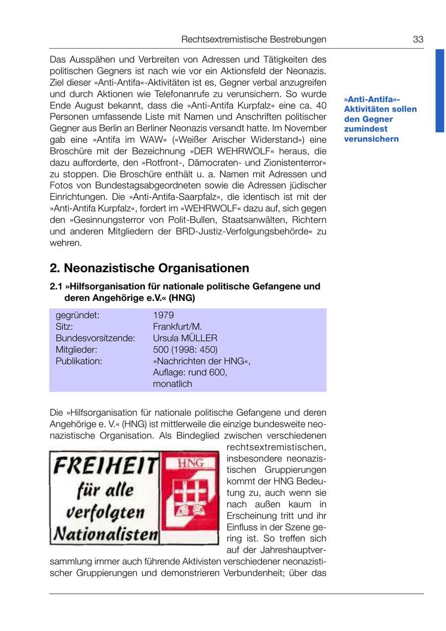 Seite 34 des Verfassungsschutzbericht 1999 Bund