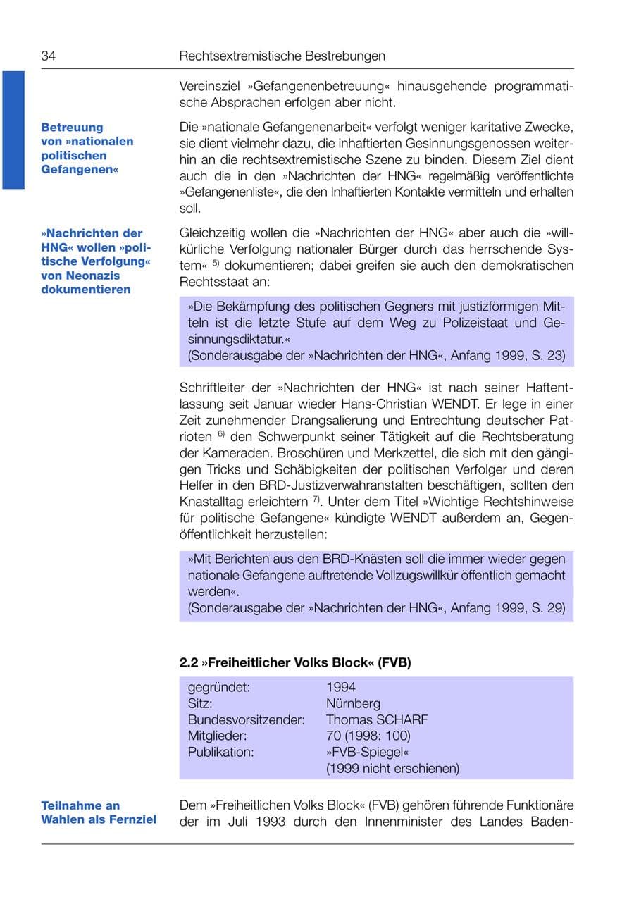 Seite 35 des Verfassungsschutzbericht 1999 Bund