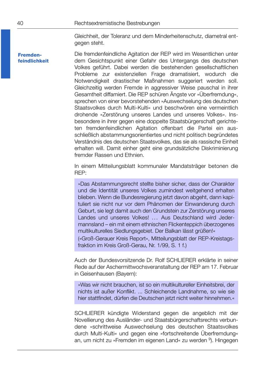 Seite 41 des Verfassungsschutzbericht 1999 Bund