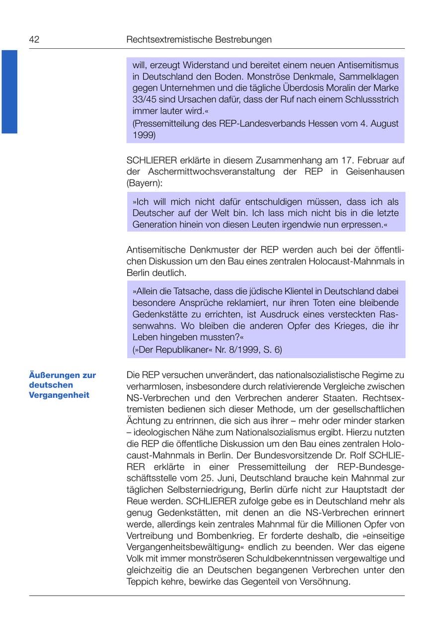 Seite 43 des Verfassungsschutzbericht 1999 Bund