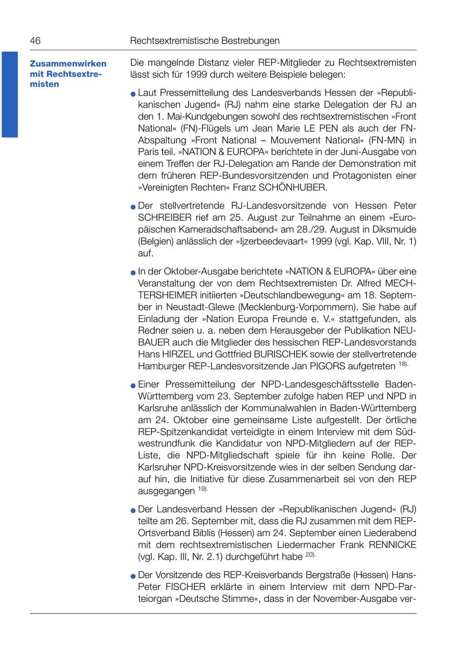 Seite 47 des Verfassungsschutzbericht 1999 Bund