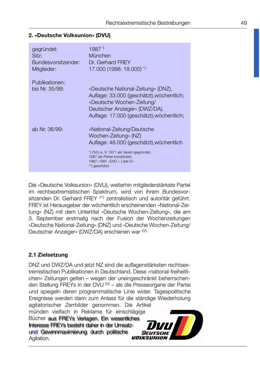 Seite 50 des Verfassungsschutzbericht 1999 Bund