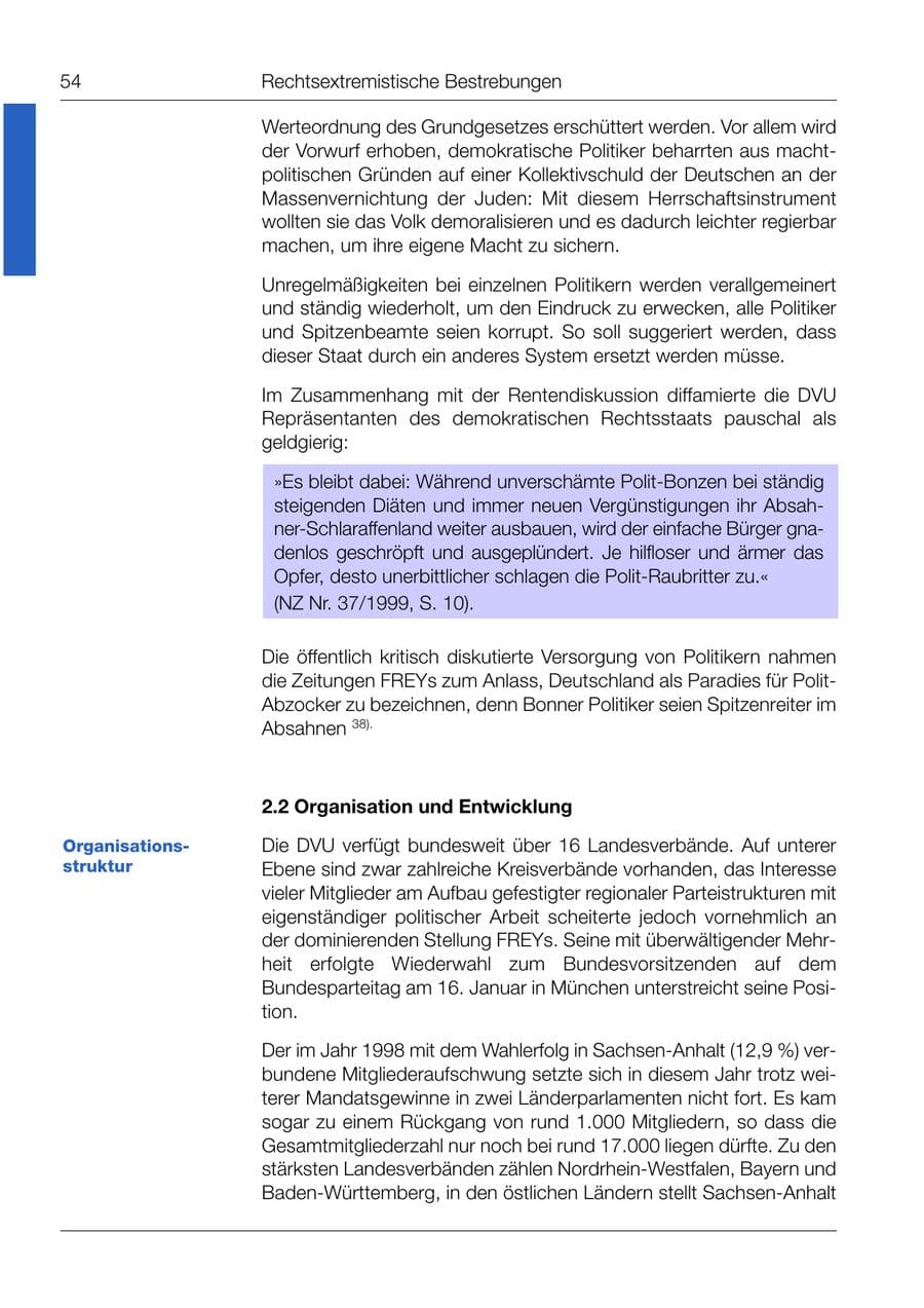 Seite 55 des Verfassungsschutzbericht 1999 Bund
