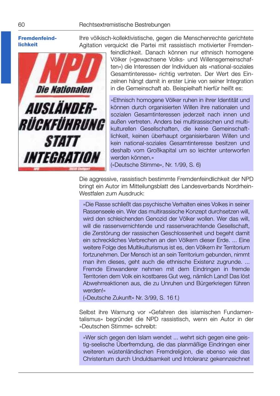 Seite 61 des Verfassungsschutzbericht 1999 Bund
