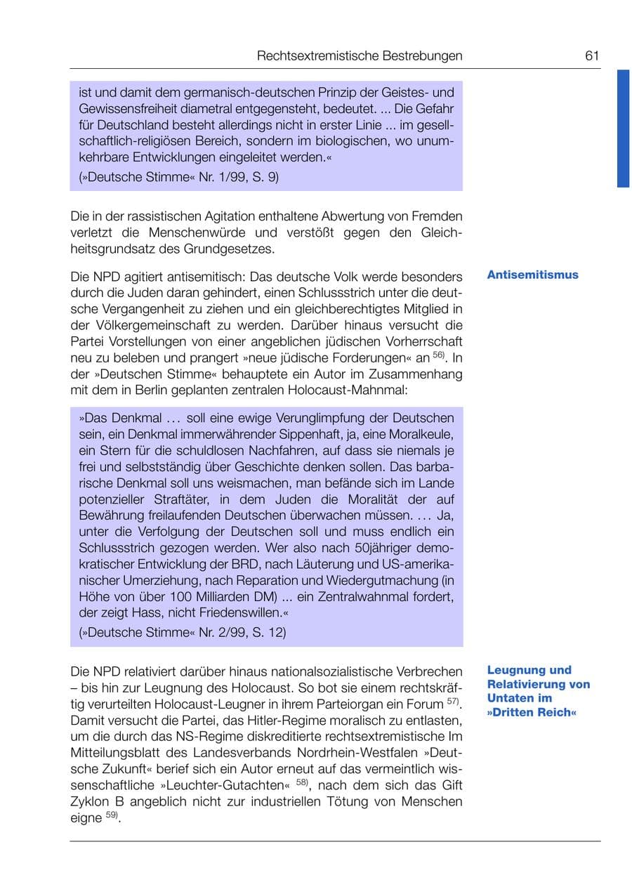 Seite 62 des Verfassungsschutzbericht 1999 Bund