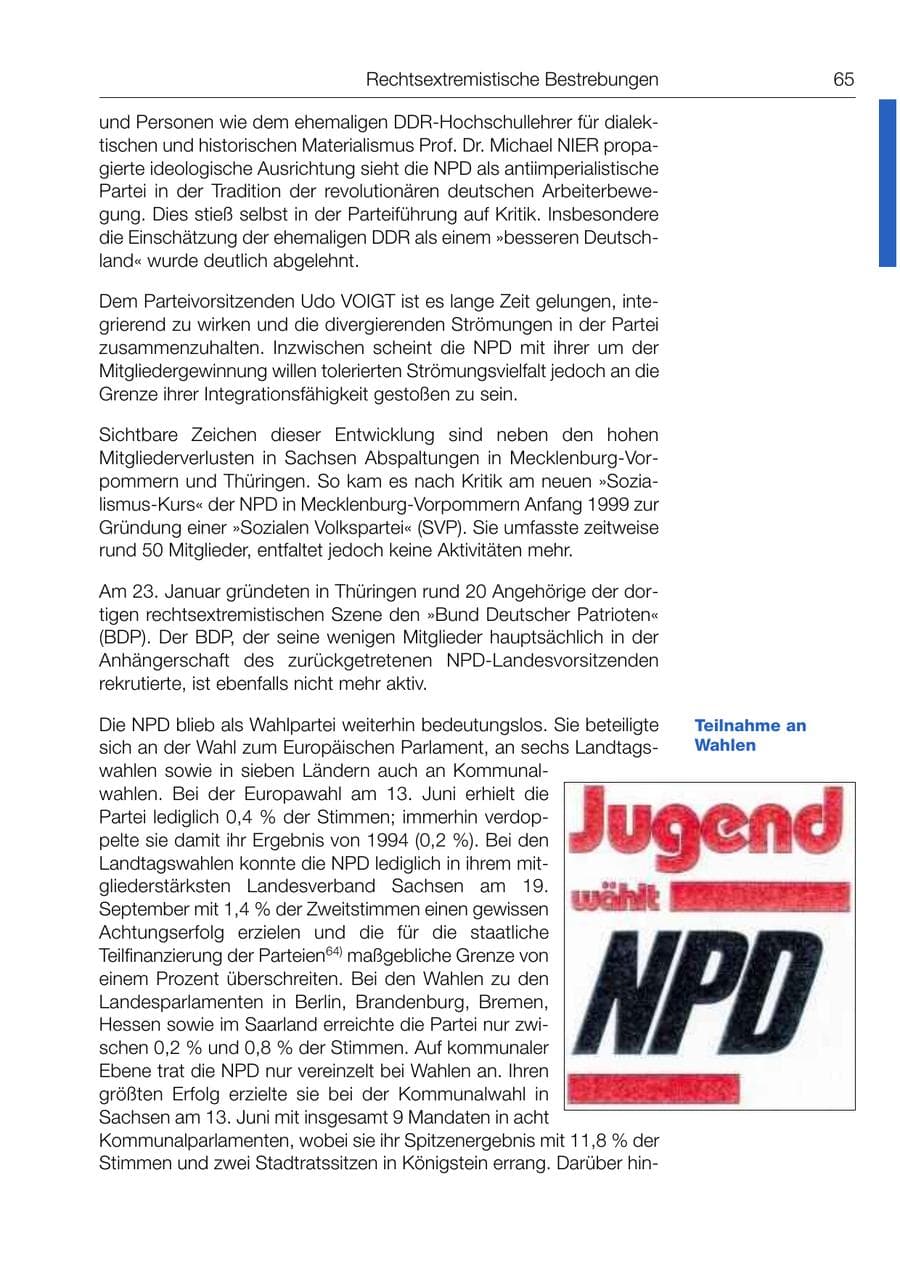 Seite 66 des Verfassungsschutzbericht 1999 Bund