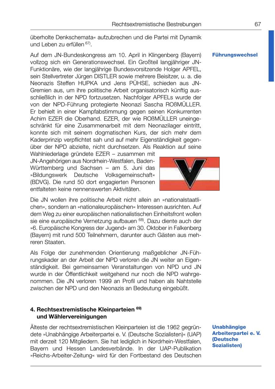Seite 68 des Verfassungsschutzbericht 1999 Bund