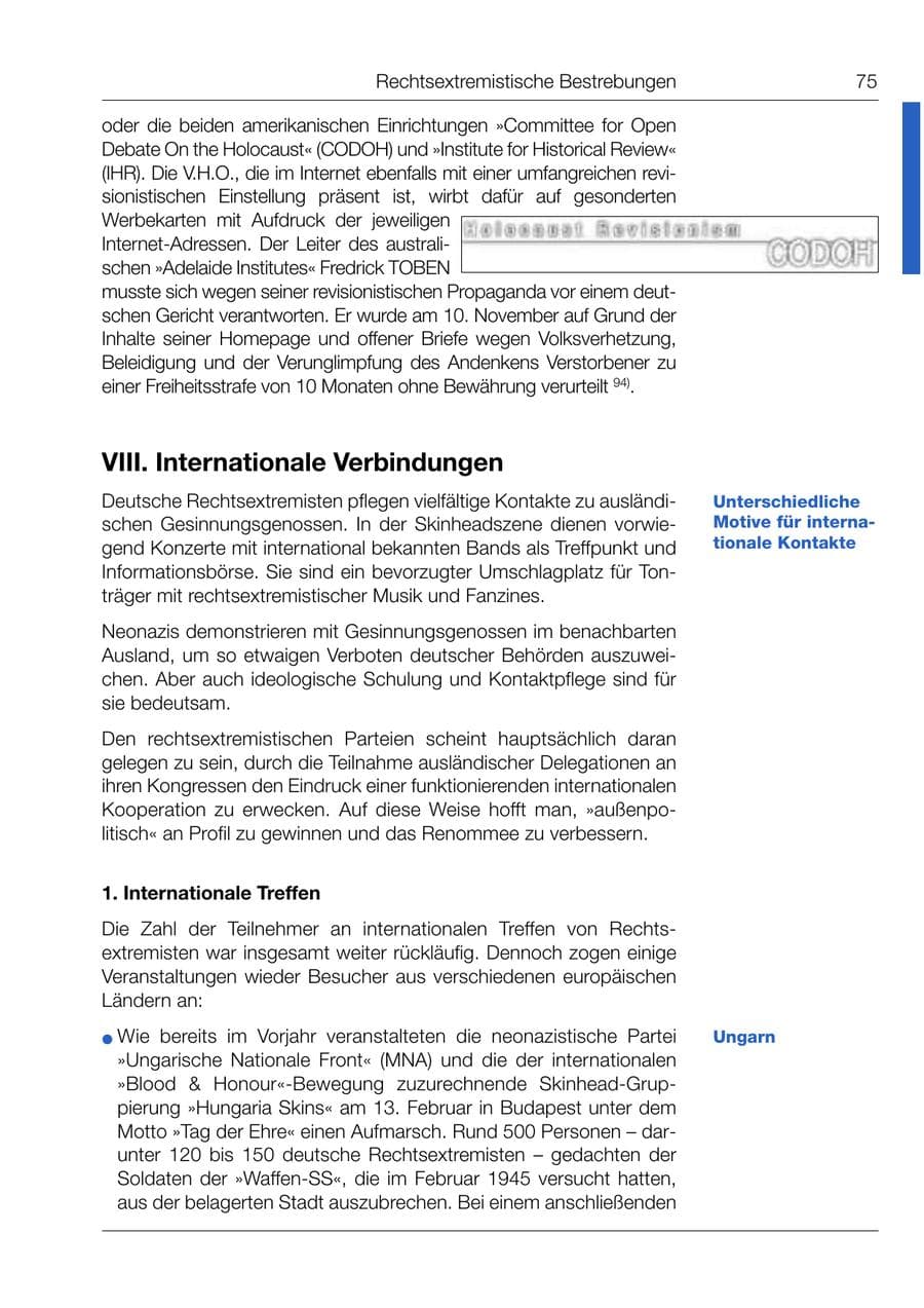 Seite 76 des Verfassungsschutzbericht 1999 Bund