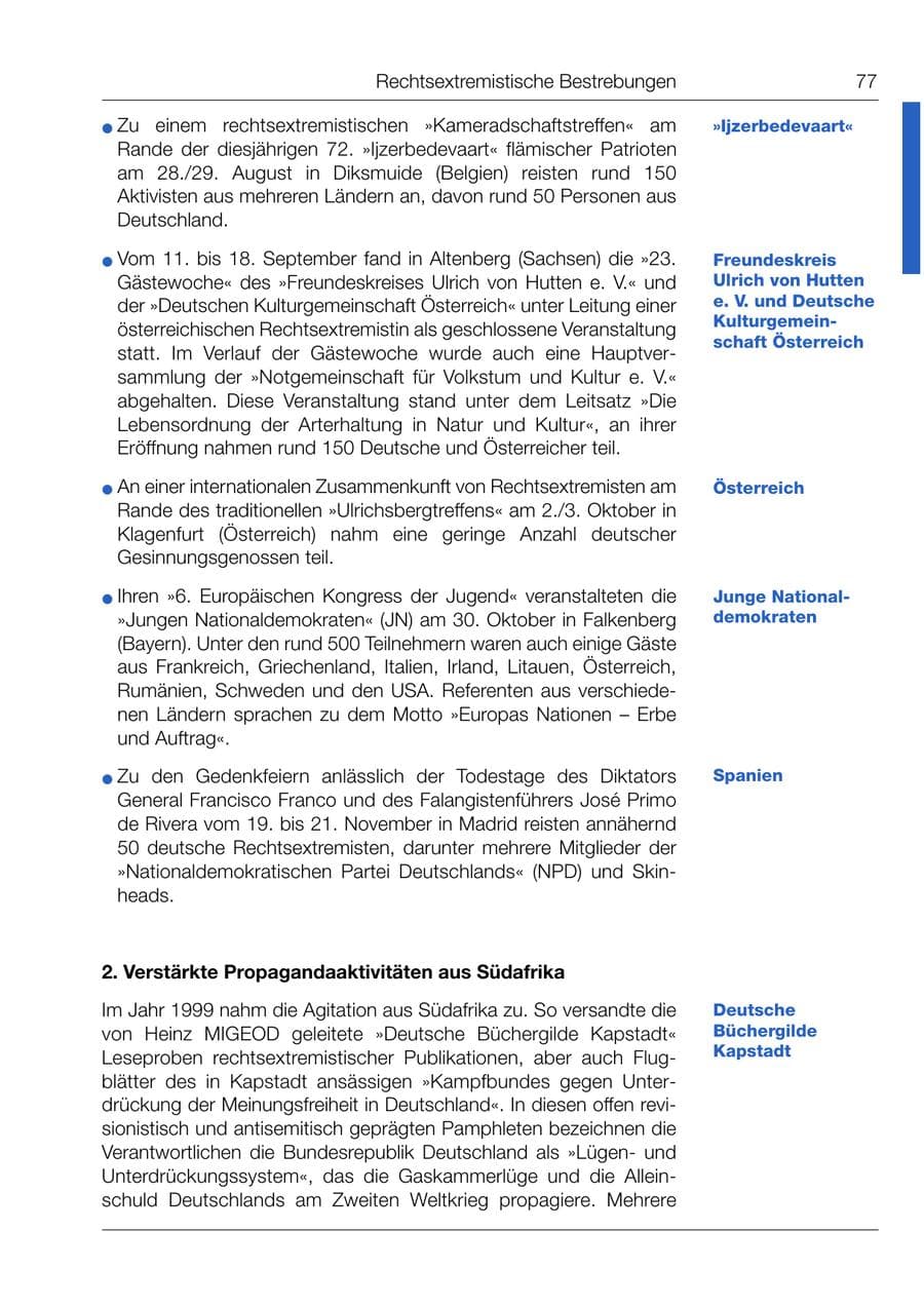 Seite 78 des Verfassungsschutzbericht 1999 Bund