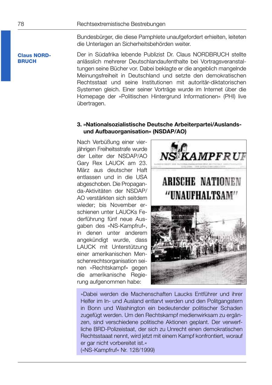 Seite 79 des Verfassungsschutzbericht 1999 Bund