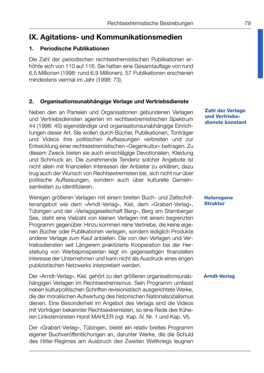 Seite 80 des Verfassungsschutzbericht 1999 Bund