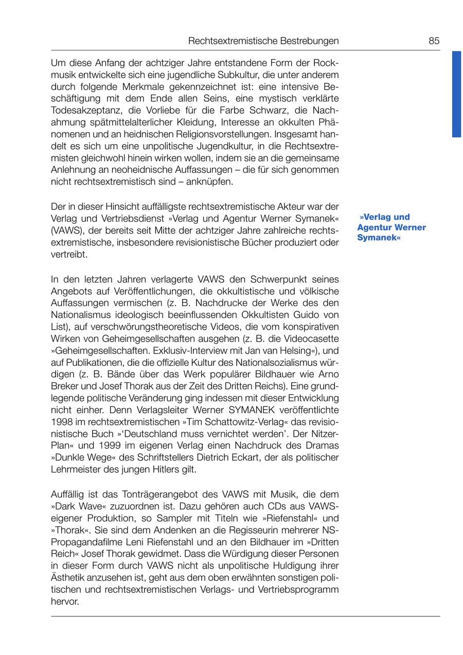 Seite 86 des Verfassungsschutzbericht 1999 Bund