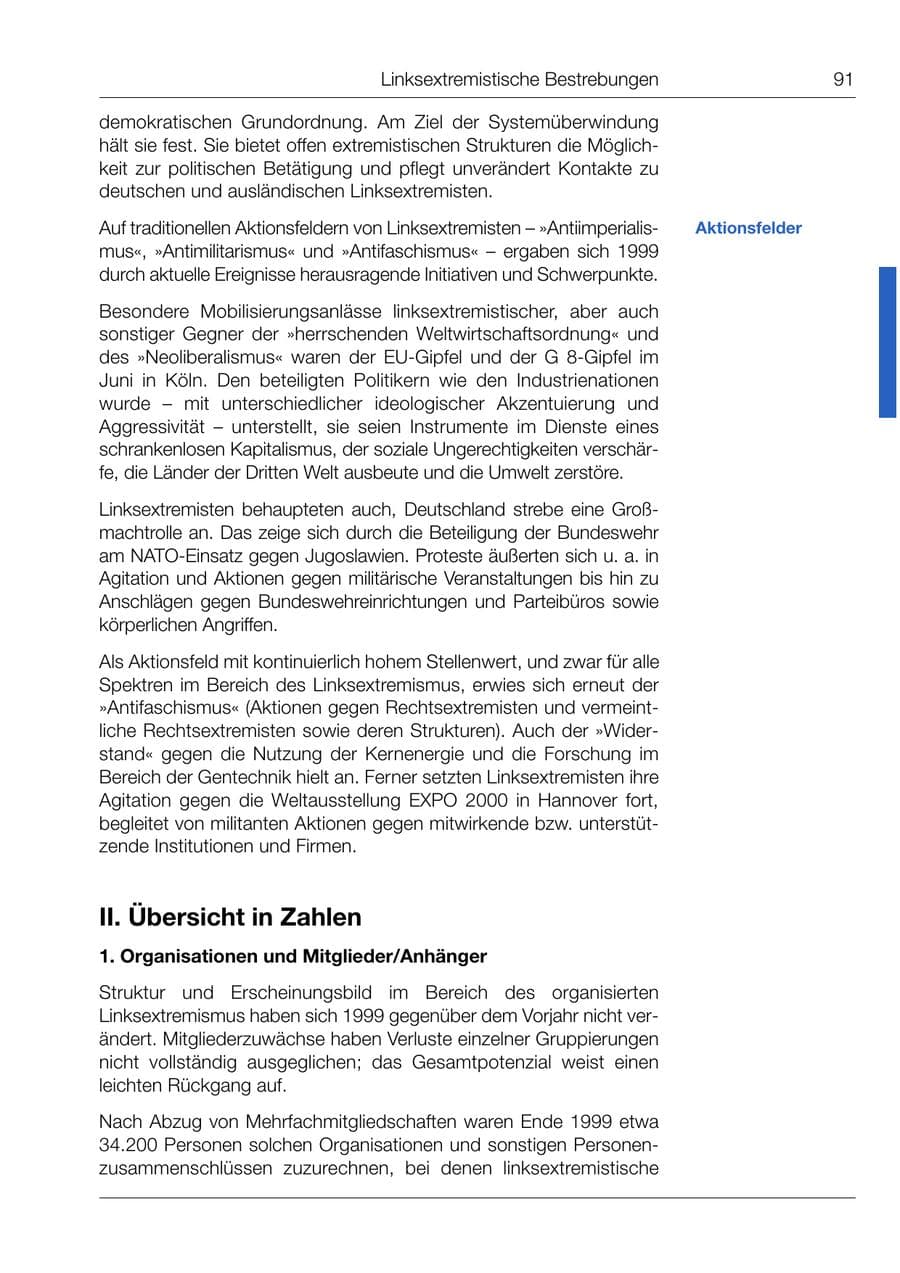Seite 92 des Verfassungsschutzbericht 1999 Bund