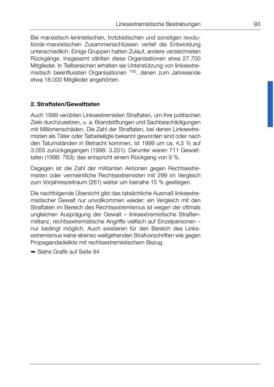 Seite 94 des Verfassungsschutzbericht 1999 Bund