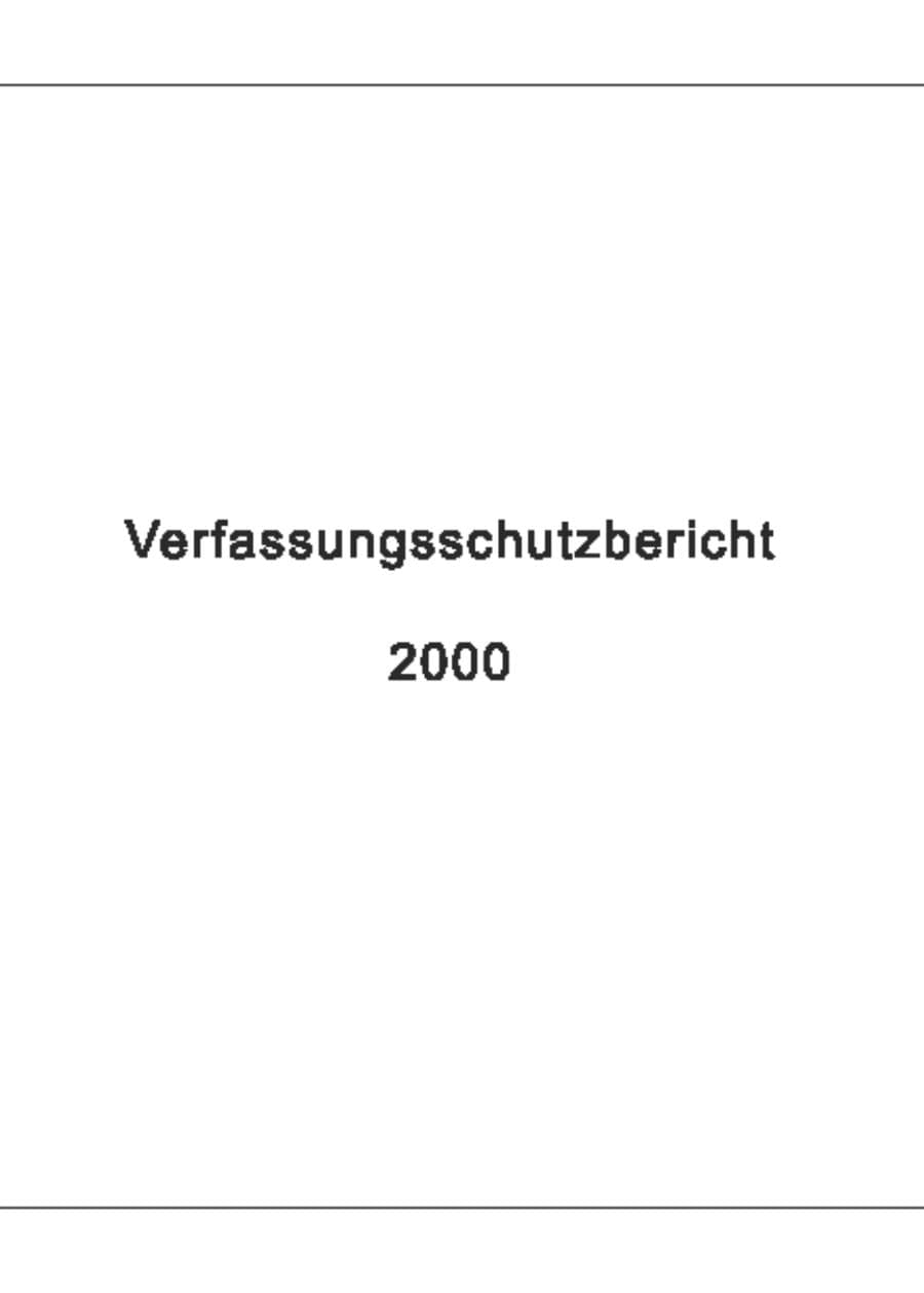 Seite 1 des Verfassungsschutzbericht 2000 Bund