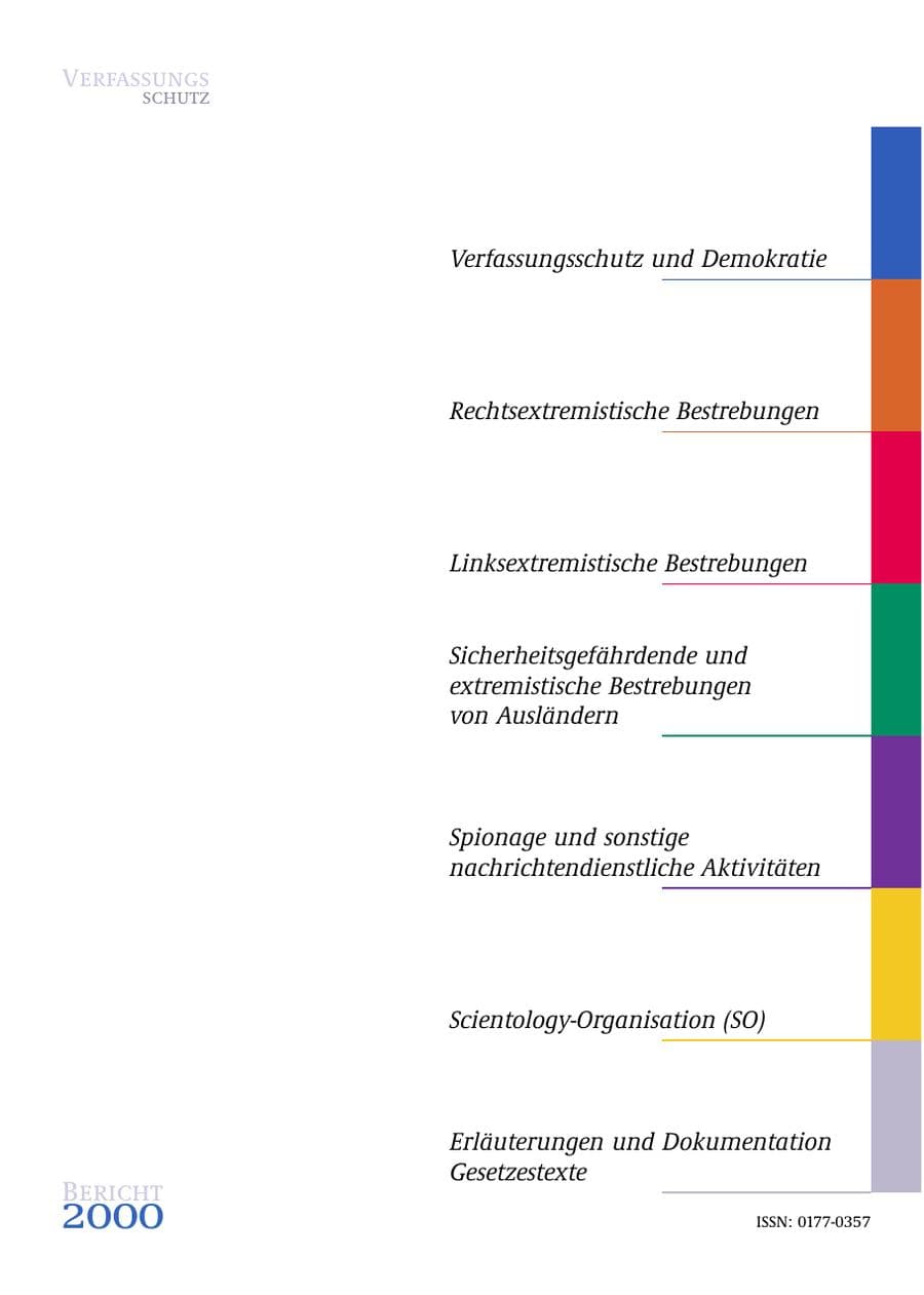 Seite 2 des Verfassungsschutzbericht 2000 Bund