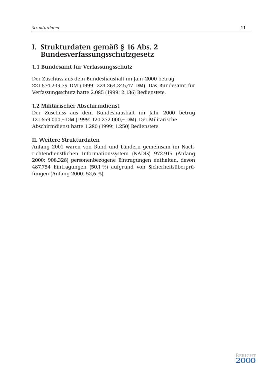 Seite 12 des Verfassungsschutzbericht 2000 Bund