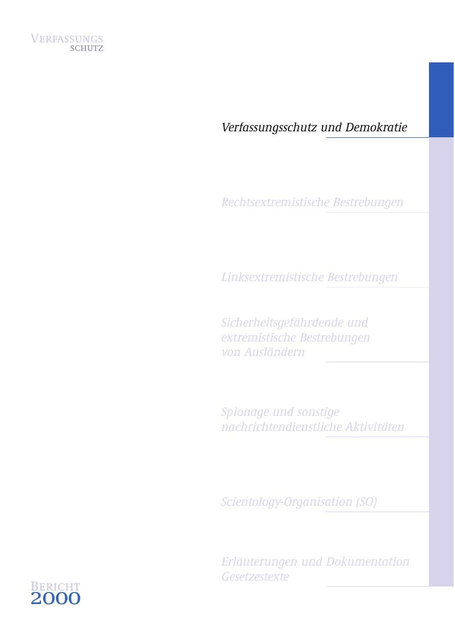 Seite 14 des Verfassungsschutzbericht 2000 Bund